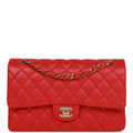 Classic Double Flap Bag Red Caviar C8223