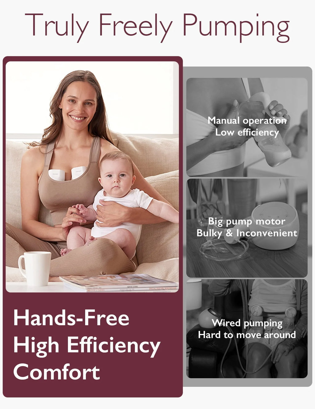 Hands Free Wearable Double Electric Breast Pump 24mm C1595
