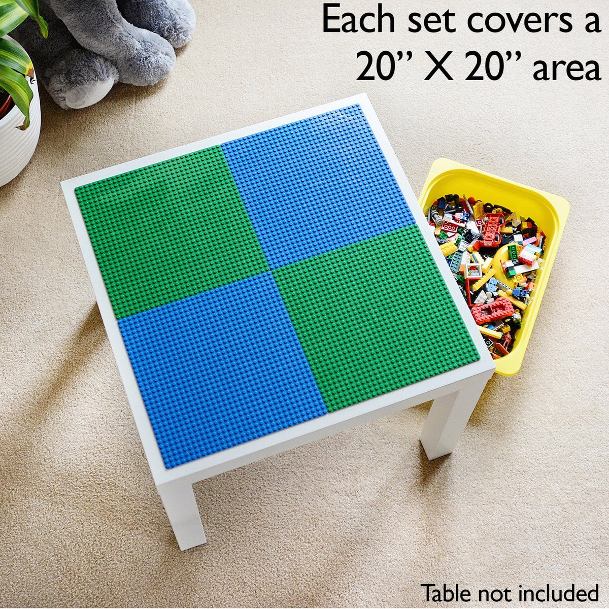 4 Building Blocks Baseplates 10"x10" Blue and Green U967
