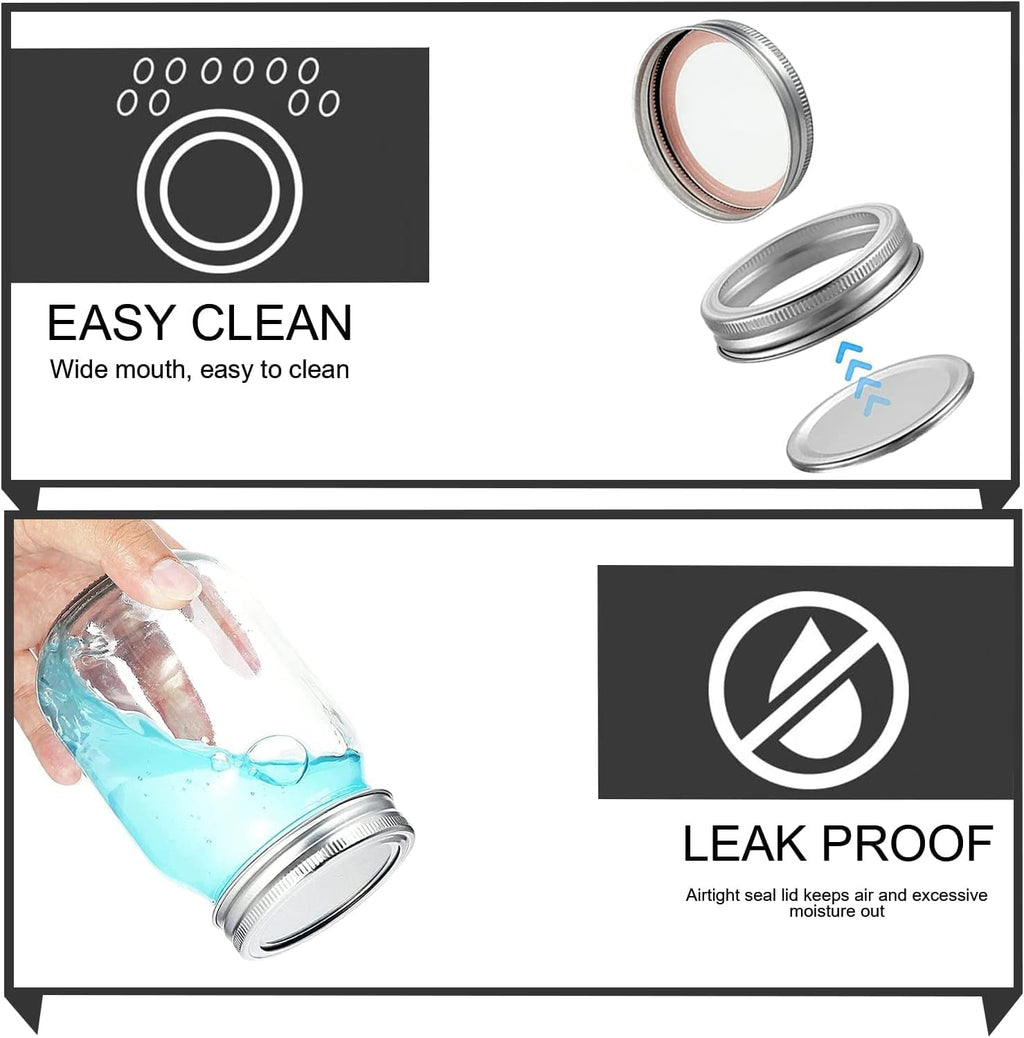 12 Pack 16 oz Clear Glass Mason Jars with Airtight Lids and Bands Q407