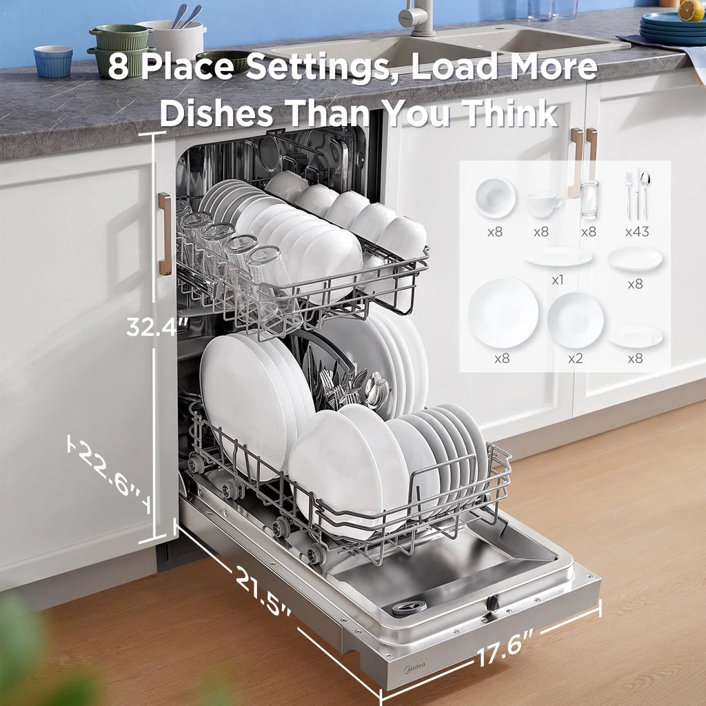 18" Front Control 2-Rack Dishwasher, Stainless Steel P208