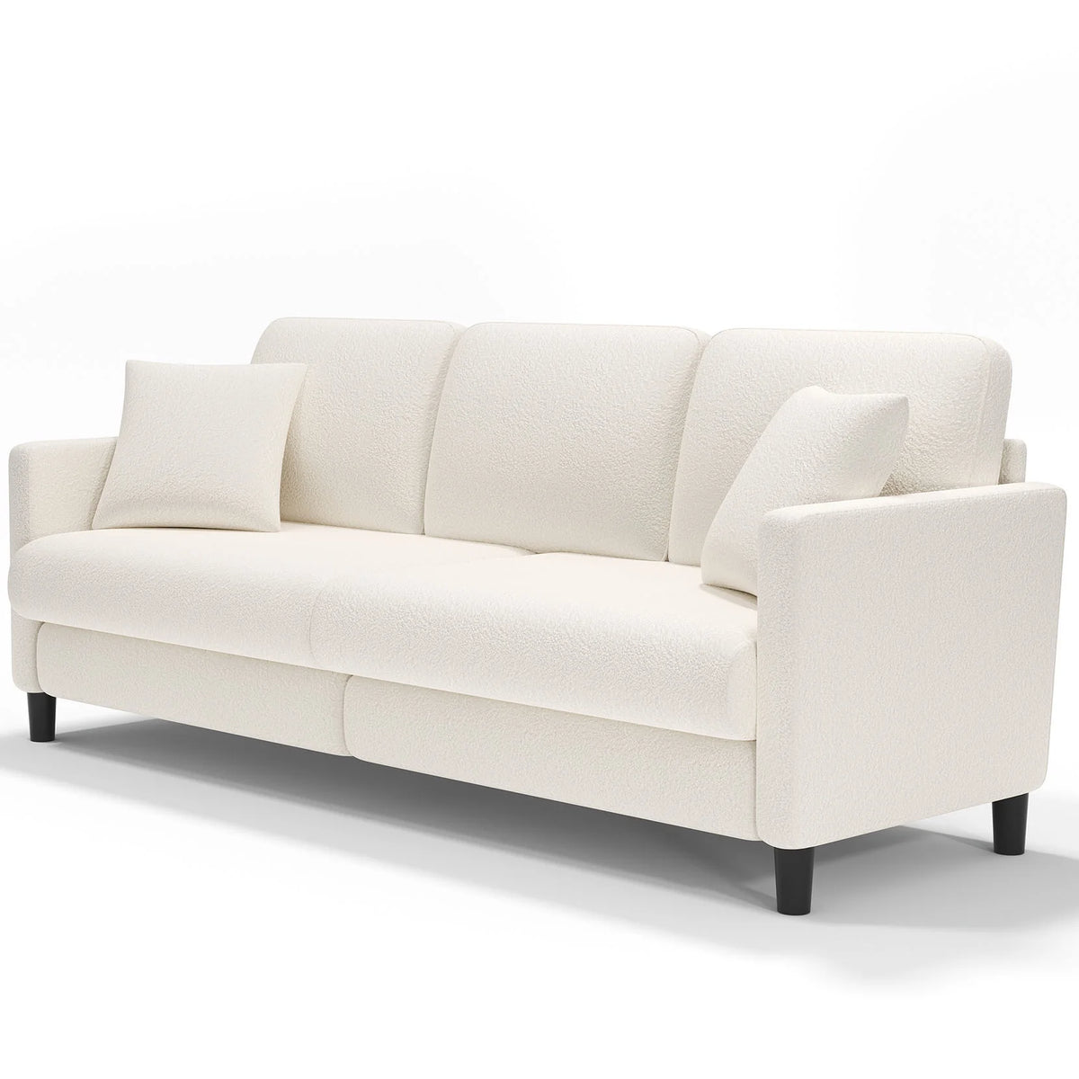Off-White Velvet 3 Seater Sofa with 2 Pillows Z5013