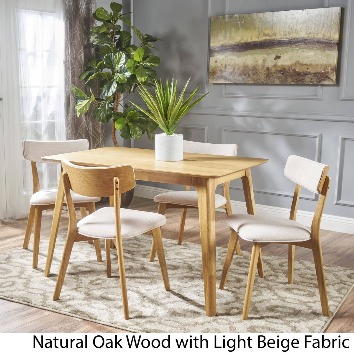 5-Piece Wood Rectangle Dining Set V5738