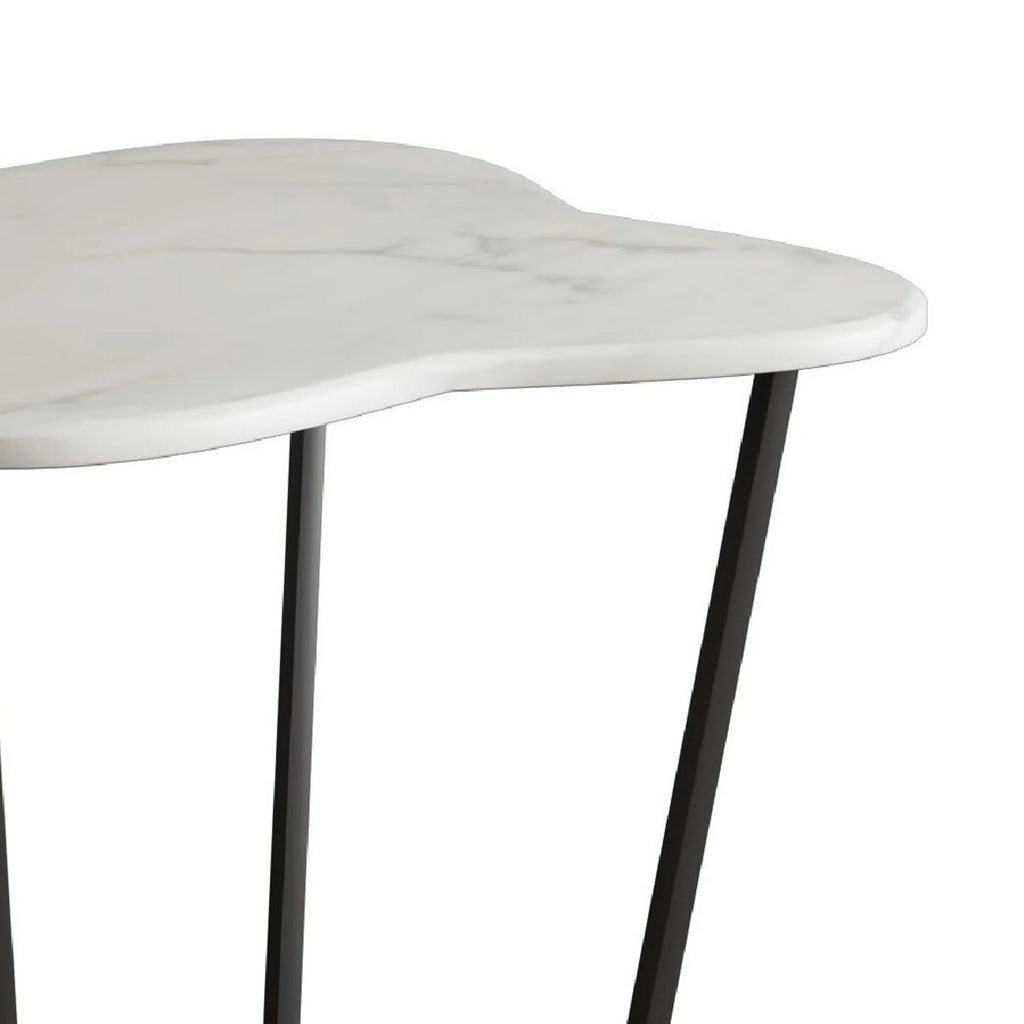 20 Inch Marble Top Metal End Table W51319