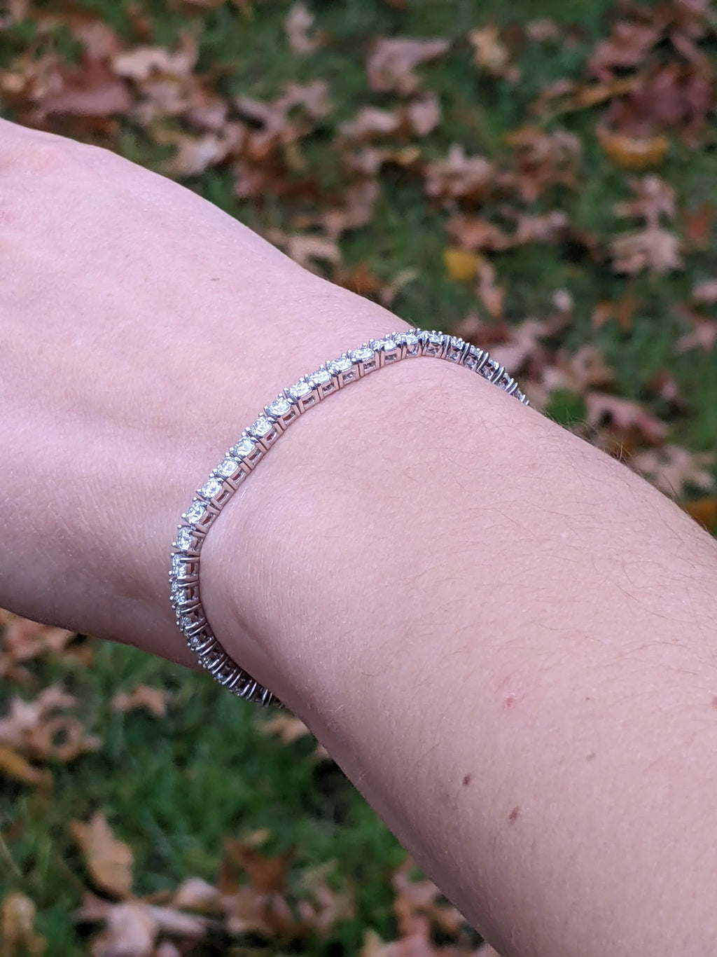 18k White Gold Plated Tennis Bracelet 4MM with Round Moissanite N4863