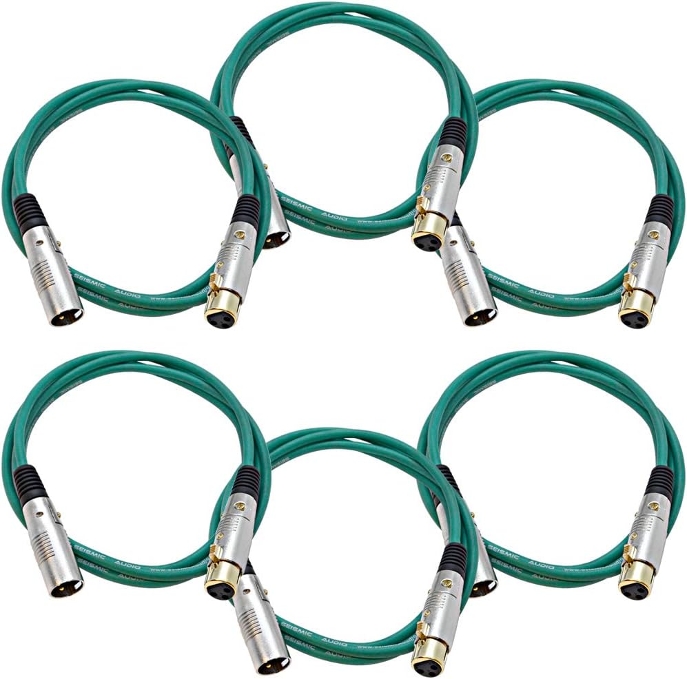 6 Pack 6 Foot Gold Plated Orange XLR Microphone Cable K66794