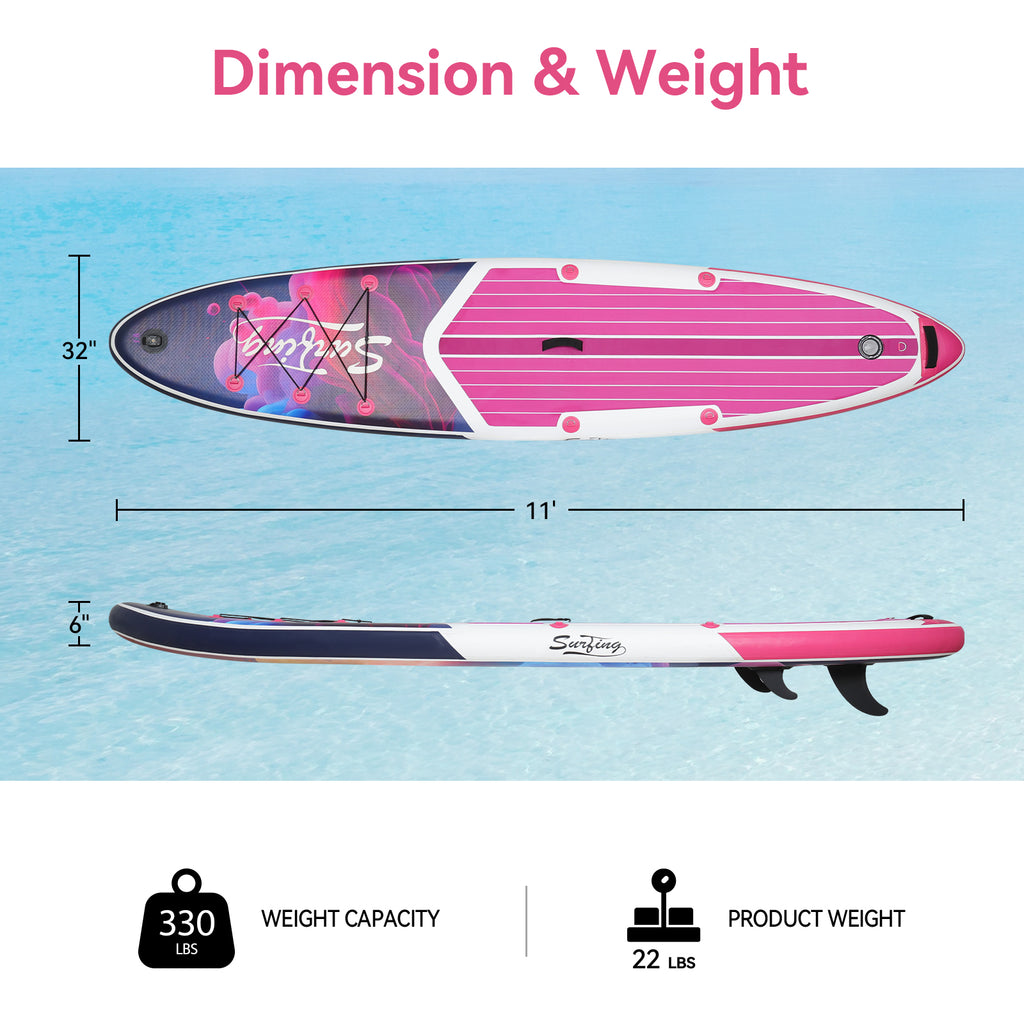 Pink Inflatable Stand Up Paddle Board and Sit-on Kayak Set with Backpack B589511
