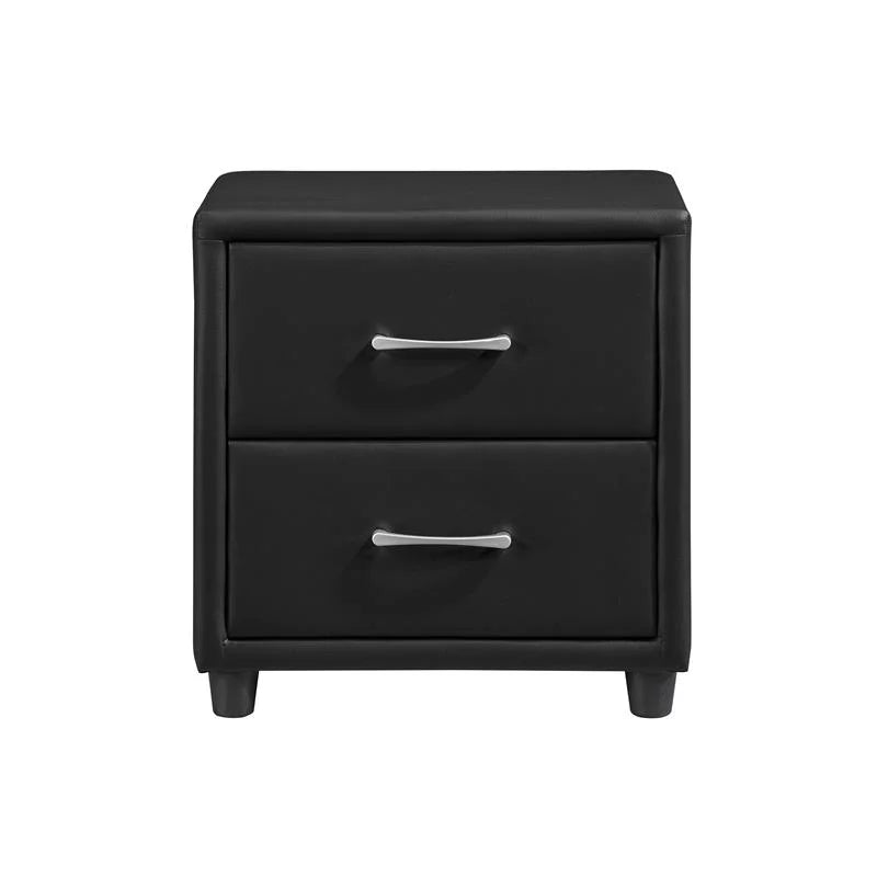 Black 2-Drawers Wood Nightstand V9880