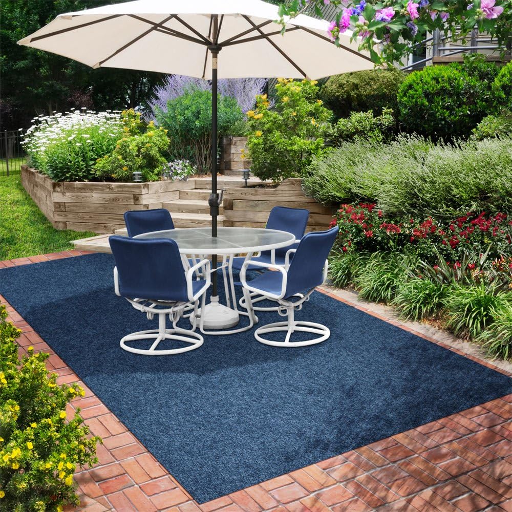 Indoor Outdoor Carpet with Rubber Marine Backing - Blue - 6 Feet x 25 Feet C30669