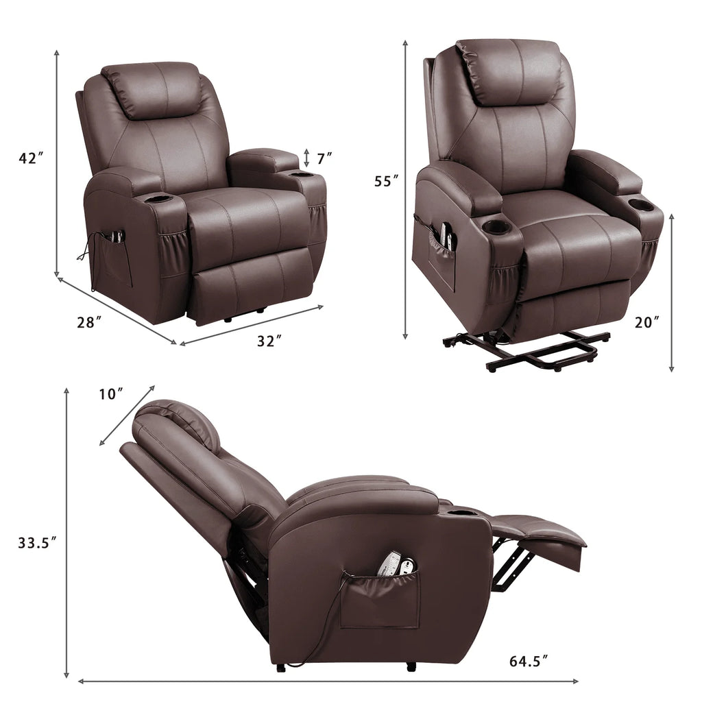 Black Faux Leather Power Lift Recliner S6538