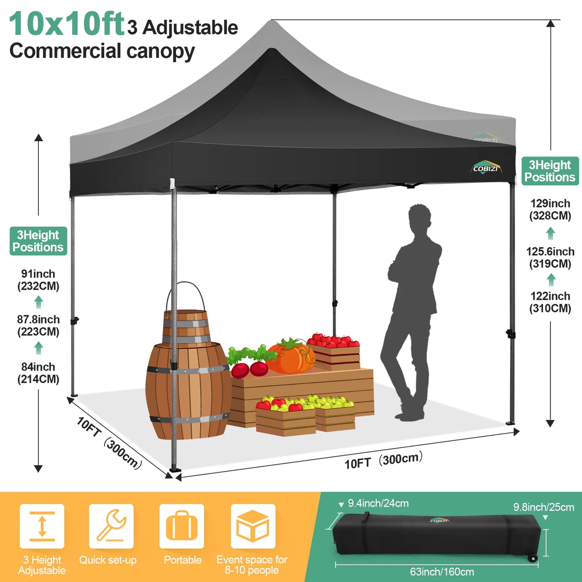 10'x20' Blue Pop Up Canopy Tent with 6 Removable Sidewalls D27686