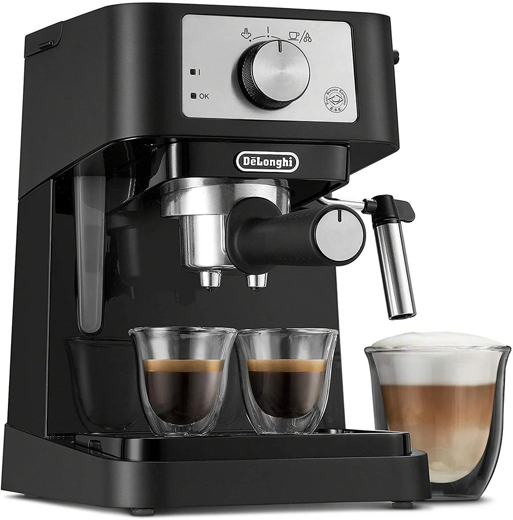Manual Espresso Machine 15 Bar Milk Frother Black Stainless R894