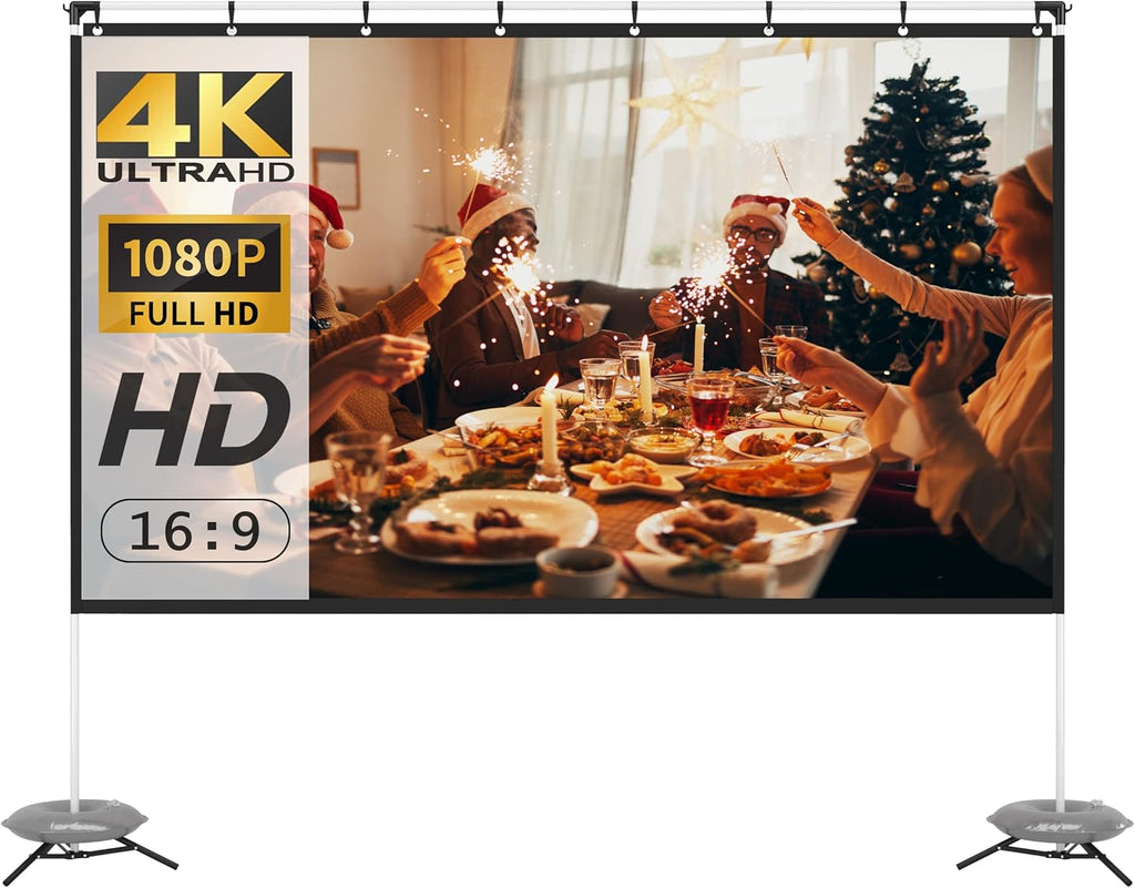 120 Inch 16:9 Portable Projector Screen with Stand and Carry Bag I816