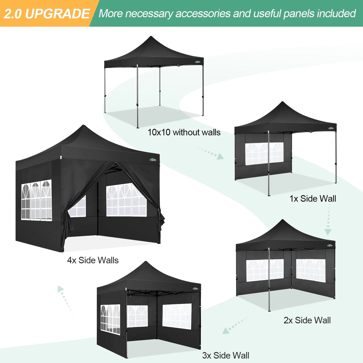 10'x20' Blue Pop Up Canopy Tent with 6 Removable Sidewalls D27686