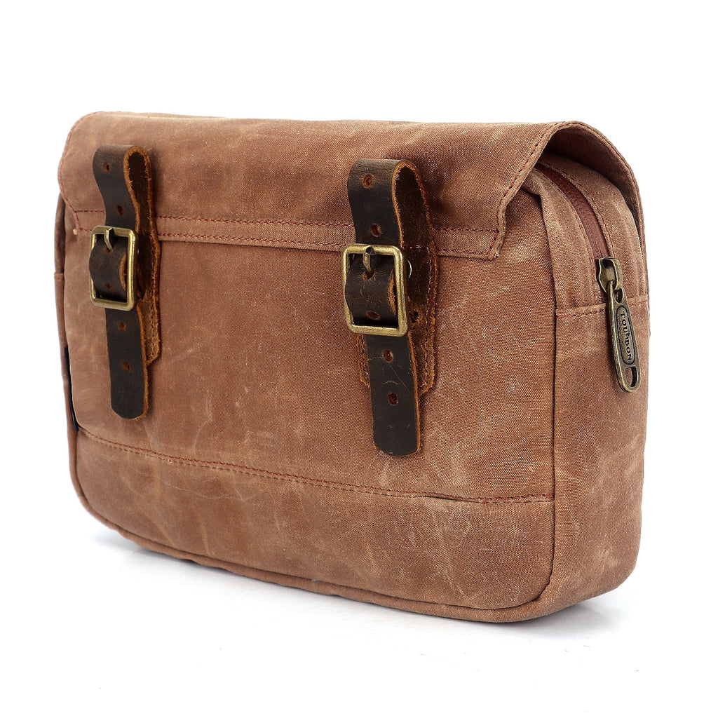 Brown Waxed Canvas Bicycle Pouch Bag Y69575