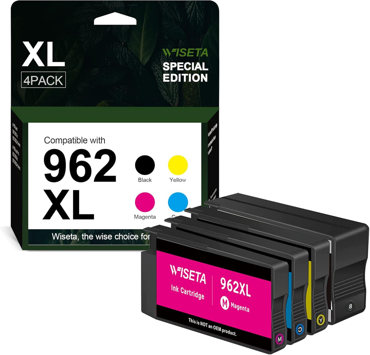 HP 962 962XL Black and C/M/Y Ink Cartridge 4-Pack Remanufactured for OfficeJet Pro 9010 Series R35751