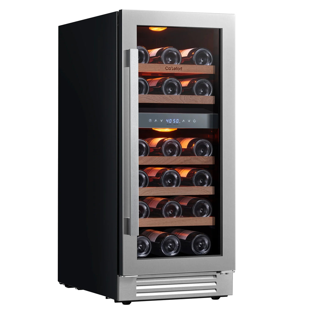 15 inch 28 Bottle Dual Zone Stainless Steel Wine Cooler K993