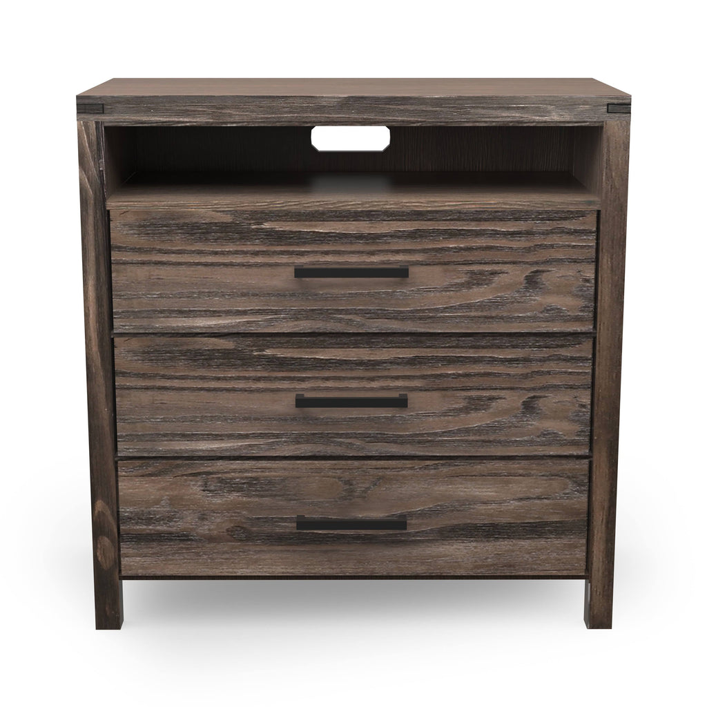 Dark Grey Wire-Brushed 3-Drawer Media Chest C2884