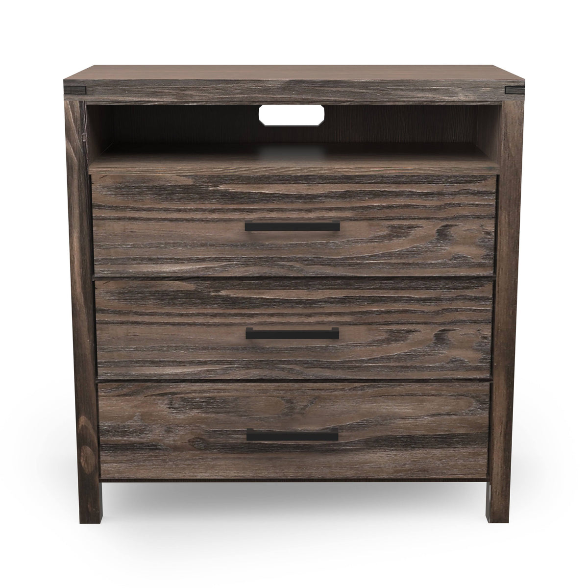 Dark Grey Wire-Brushed 3-Drawer Media Chest C2884