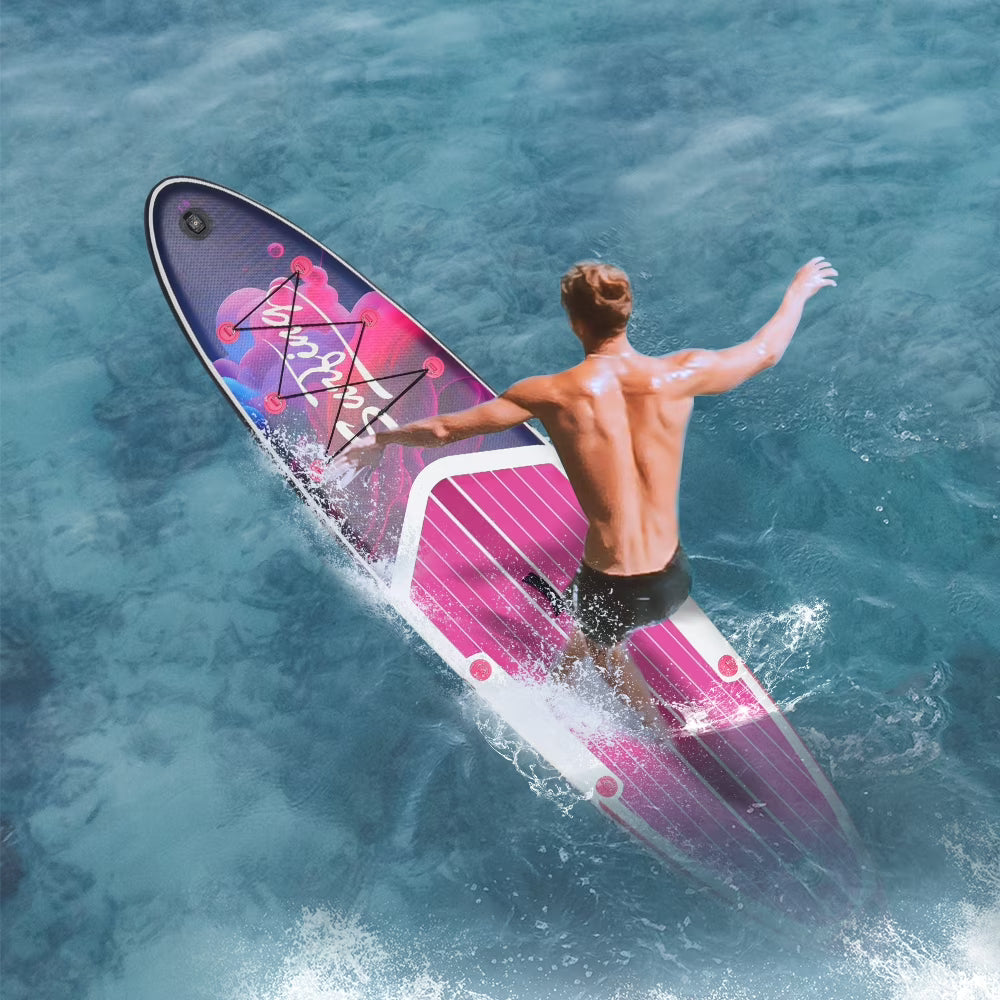 Pink Inflatable Stand Up Paddle Board and Sit-on Kayak Set with Backpack B589511