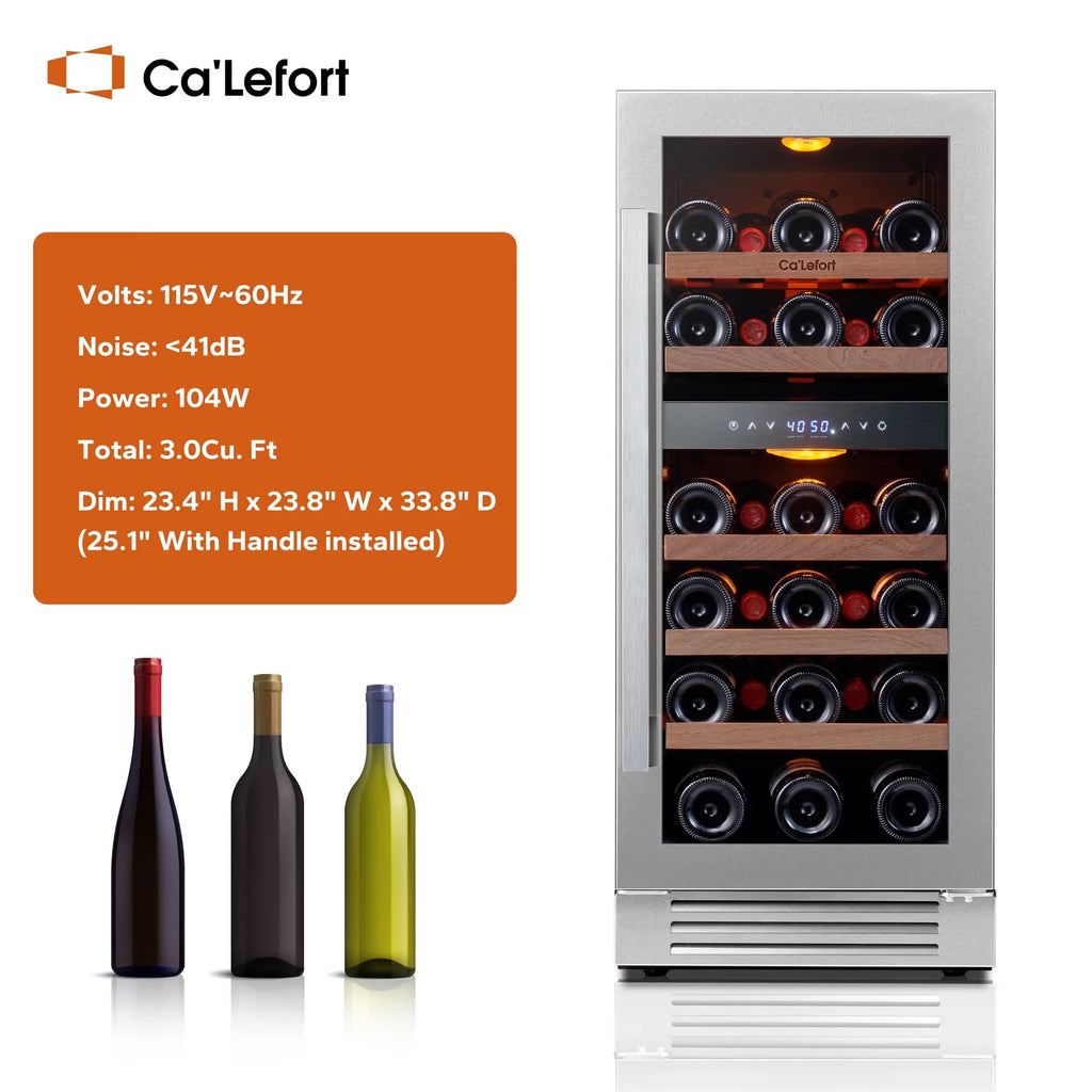 15 inch 28 Bottle Dual Zone Stainless Steel Wine Cooler K993
