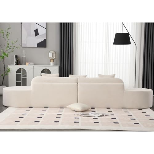 Beige Terry Cloth Modular Sectional Sofa with 3 Pillows G994