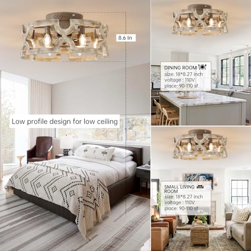 White Caged Ceiling Fan with Light W8227
