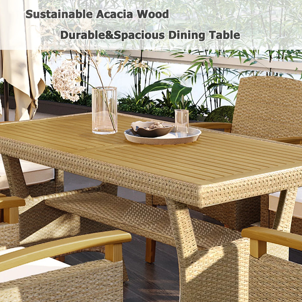 Brown 7 Pcs Wicker Patio Dining Set S7196