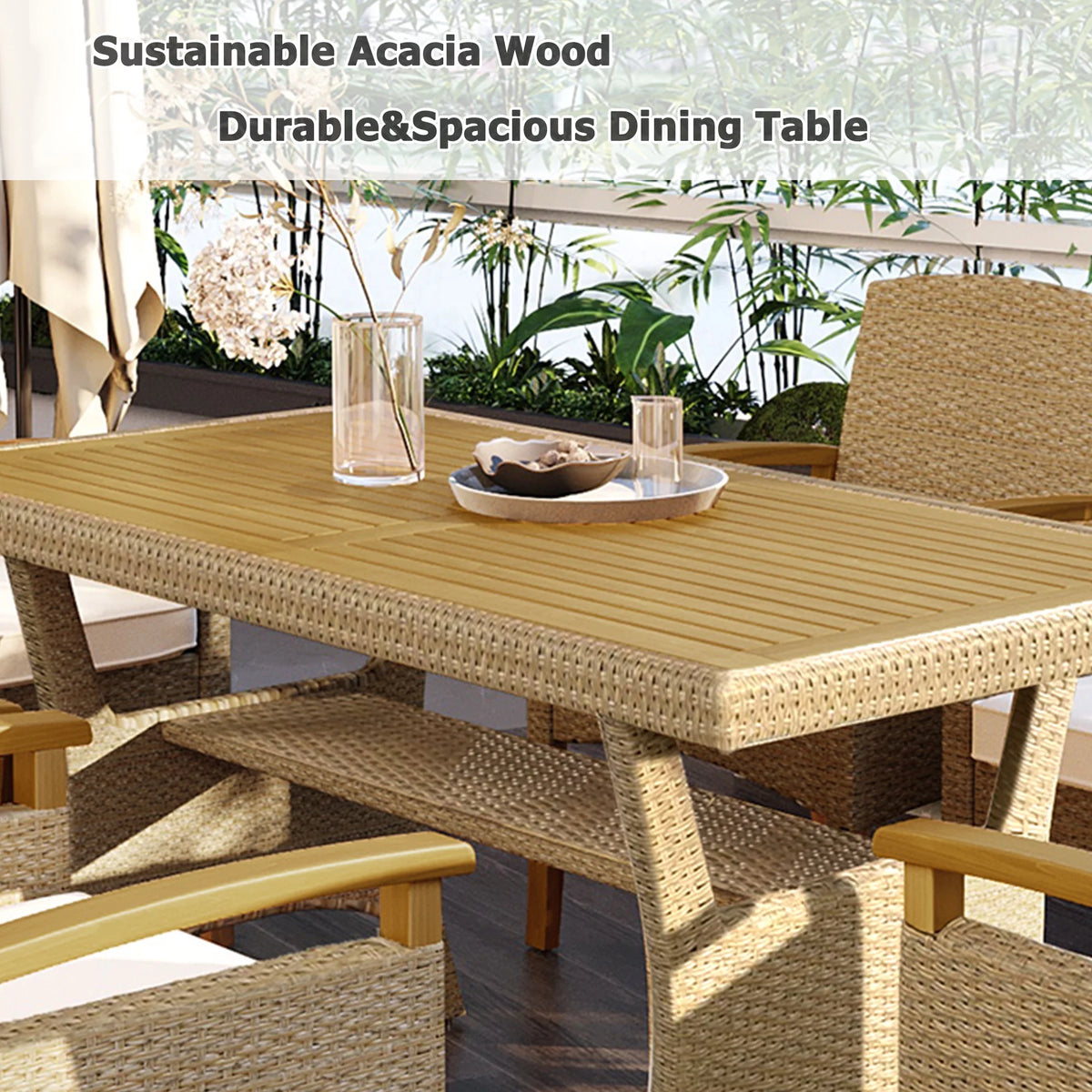 Brown 7 Pcs Wicker Patio Dining Set S7196