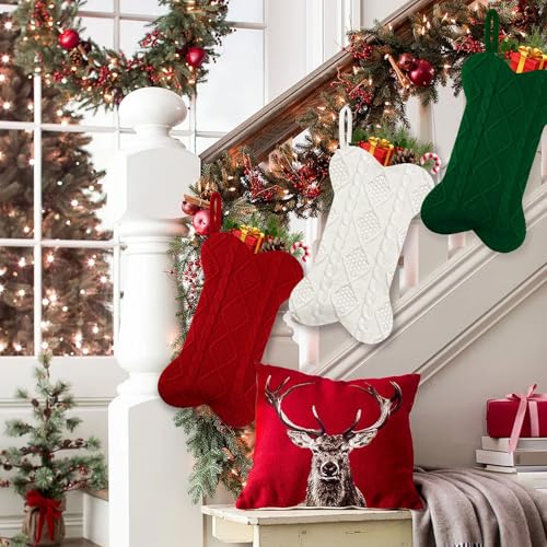 18 Inch Knitted Dog Christmas Stocking 3 Pack T7877