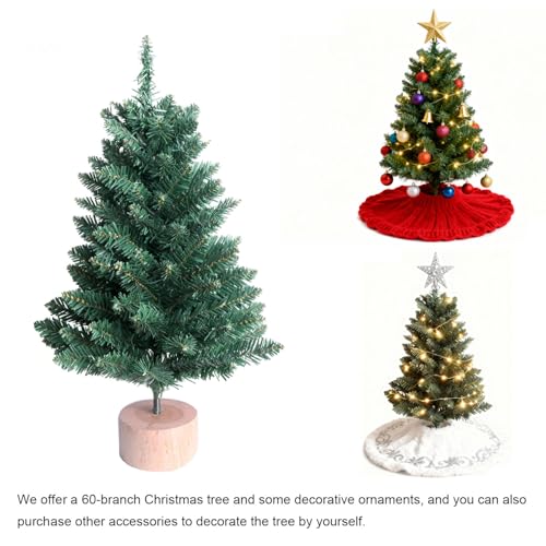 24 Inch Artificial Christmas Tree with LED Lights and Ornaments E128