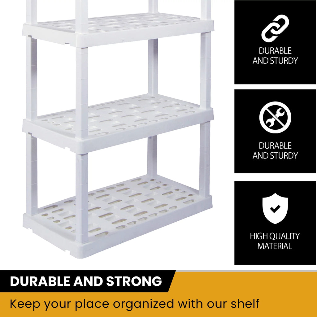 4-Tier White Plastic Shelving Unit C640968