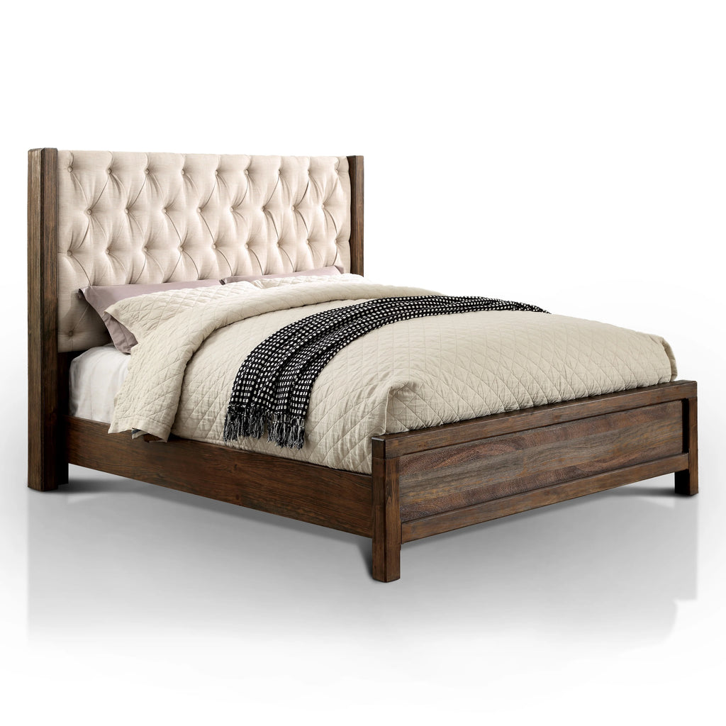 California King Linen Fabric Wingback Bed J76187