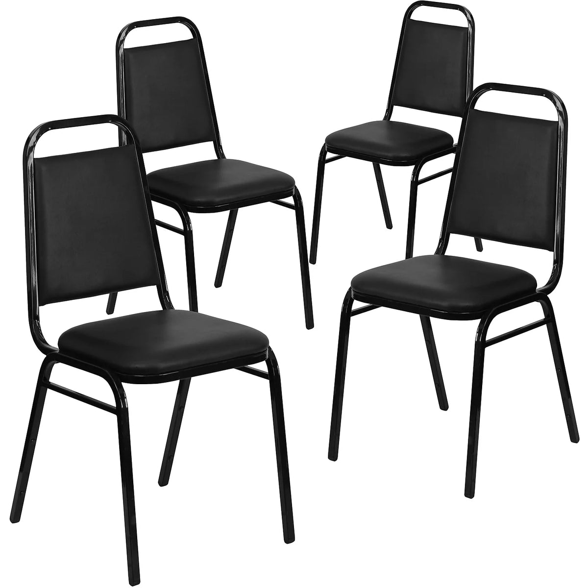 4 Pack Black Vinyl Stacking Banquet Chair Y9133