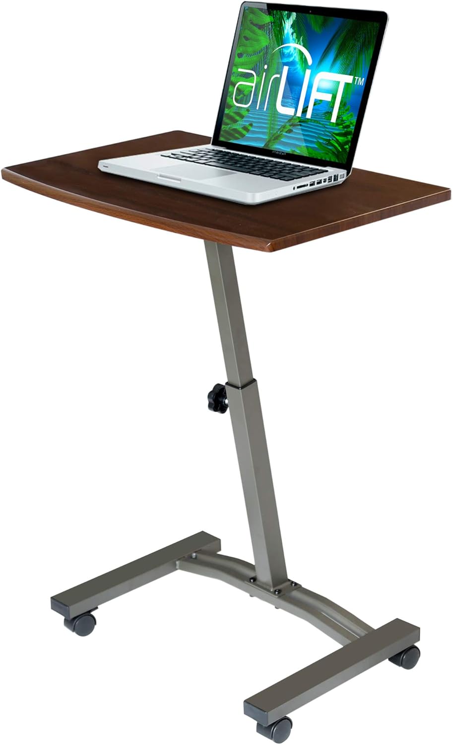 Mobile Height Adjustable Laptop Workstation Desk Cart with Wheels, White R296