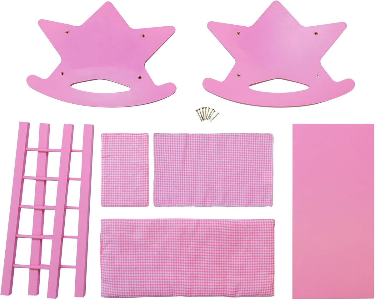 Pink Wooden Baby Doll Crib with Bedding R73035