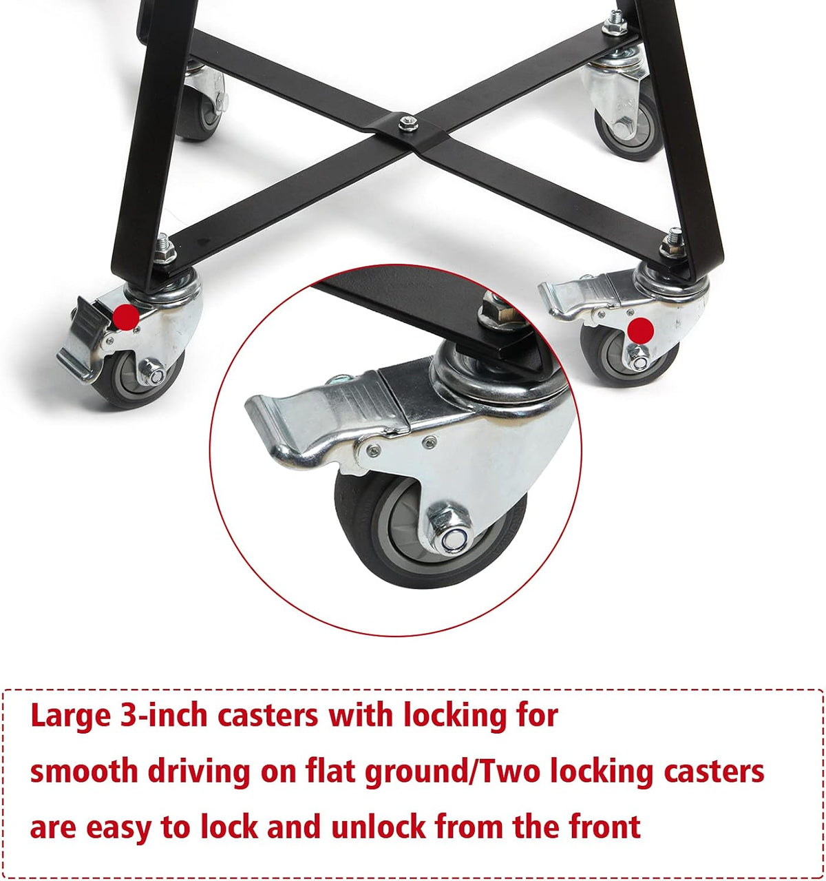 Rolling Cart with Locking Caster Wheels Powder Coated Steel K736