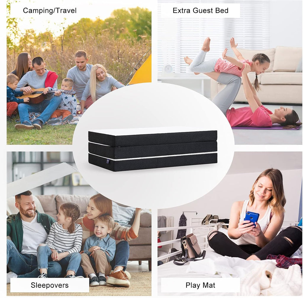 Folding Gel Memory Foam Mattress Topper with Washable Cover Q85760