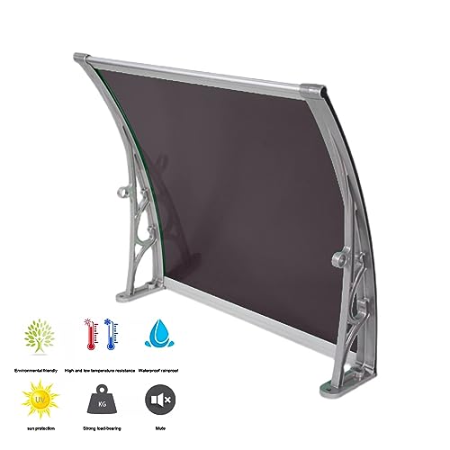 Brown Polycarbonate Front Door Canopy Awning (47"x43") Z9030