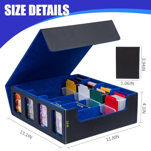 Trading Card Storage Box with Window Dice Tray, Black Grey R861345