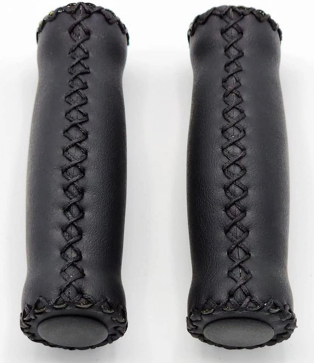 Black Leather Grips for 7/8" Handle Bars E969336