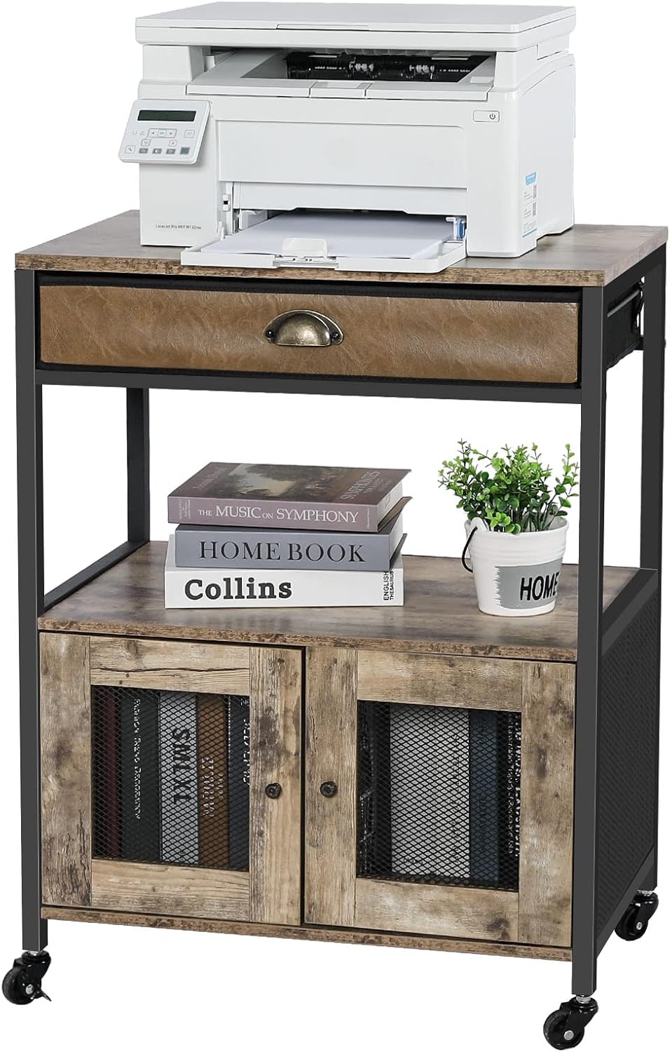Mobile Printer Stand with Storage and Drawer E518901