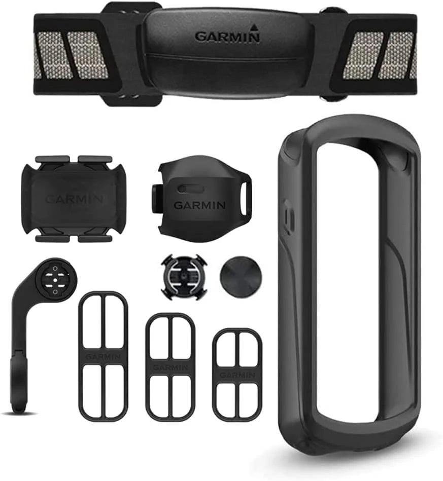 Garmin Edge 1040 Solar GPS Bike Computer with Speed Sensor 2, Cadence Sensor 2, HRM-Dual, Black Silicone Case, Mounts Z61687