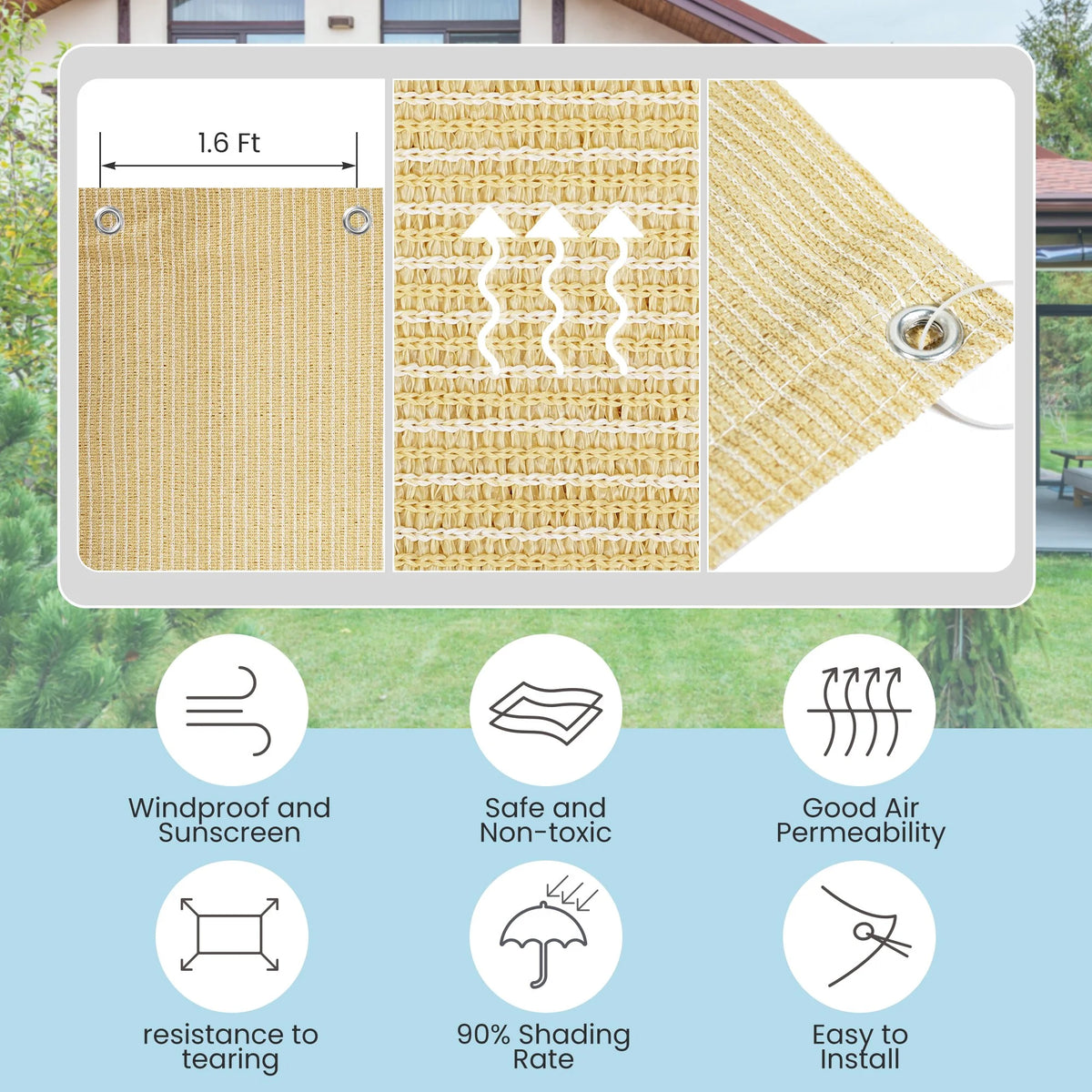 10 x 10 FT Beige Shade Cloth H3909