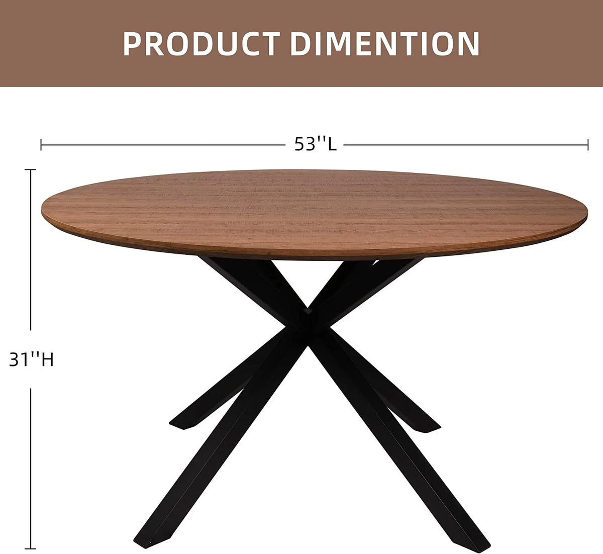 Mid-Century Modern Round Dining Table for 4-6 T8232