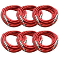 Pack of Six 25 Foot Red 1/4x22 TRS Patch Cable F861895