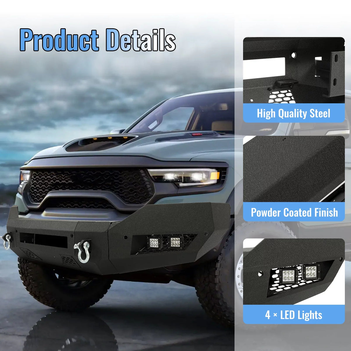 Front Bumper with D-Ring LED Fog Light J38698