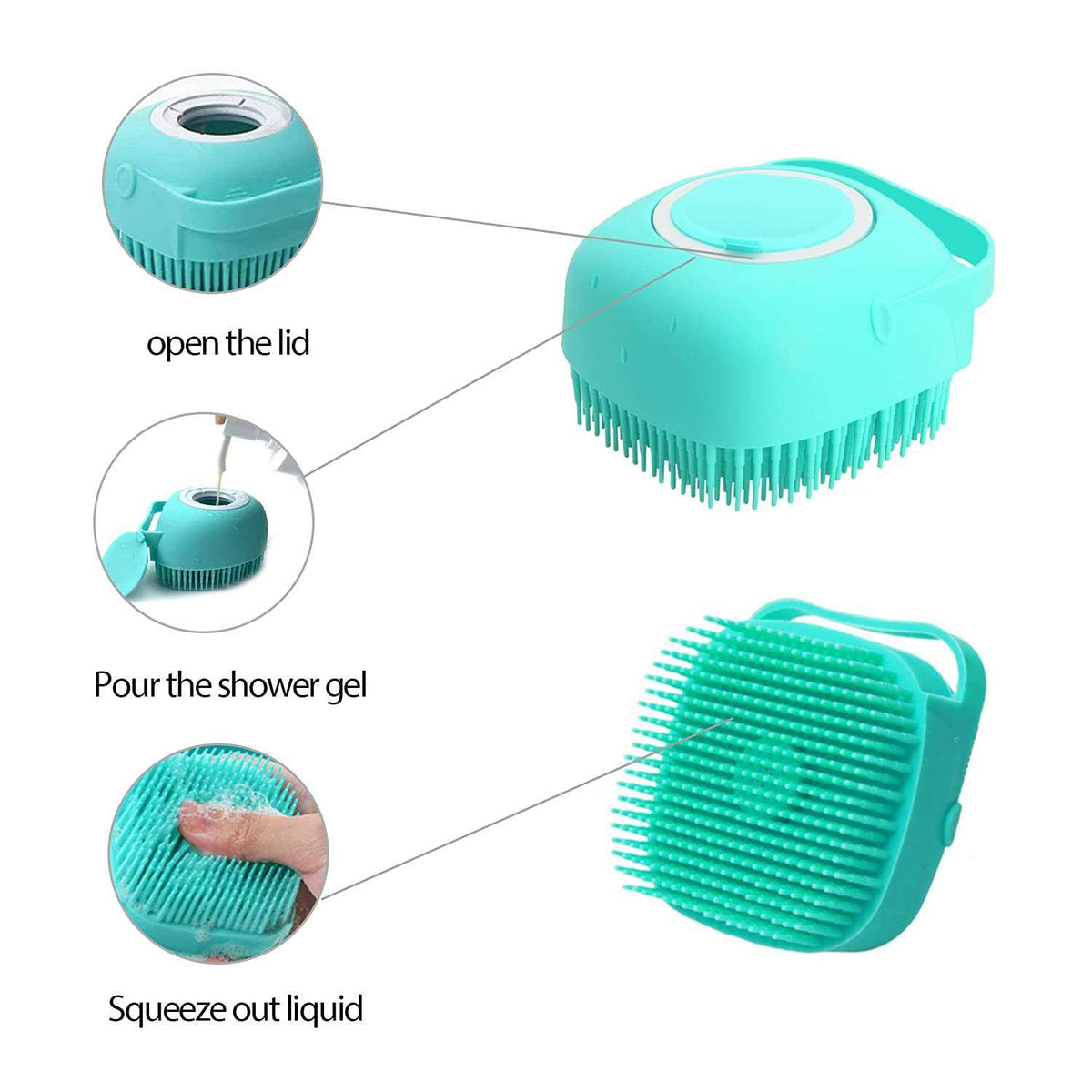 Pet Grooming Bath Massage Brush with Soap Dispenser L412891