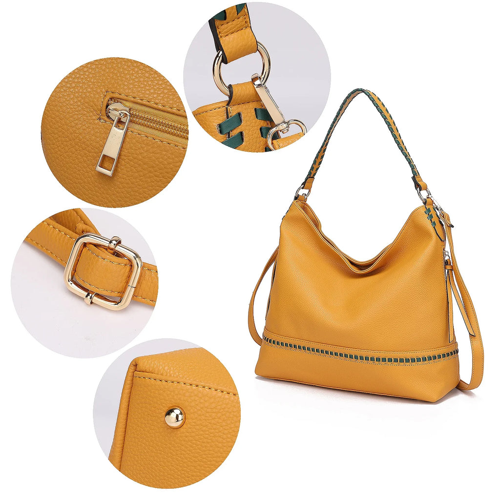 Vegan Leather Womens Shoulder Bag with Wallet 2 Pieces G44496
