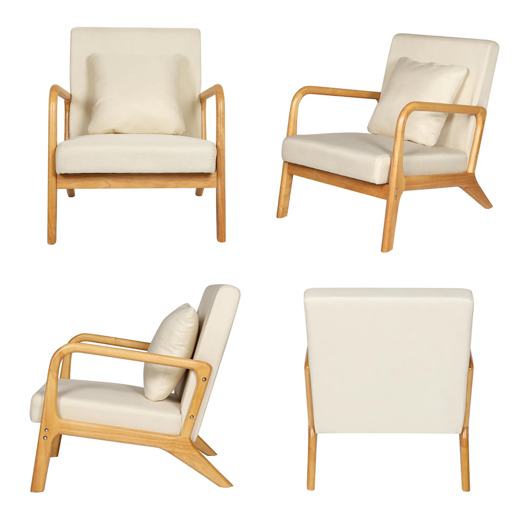 Fabric Accent Chairs Set of 2 Beige A40401